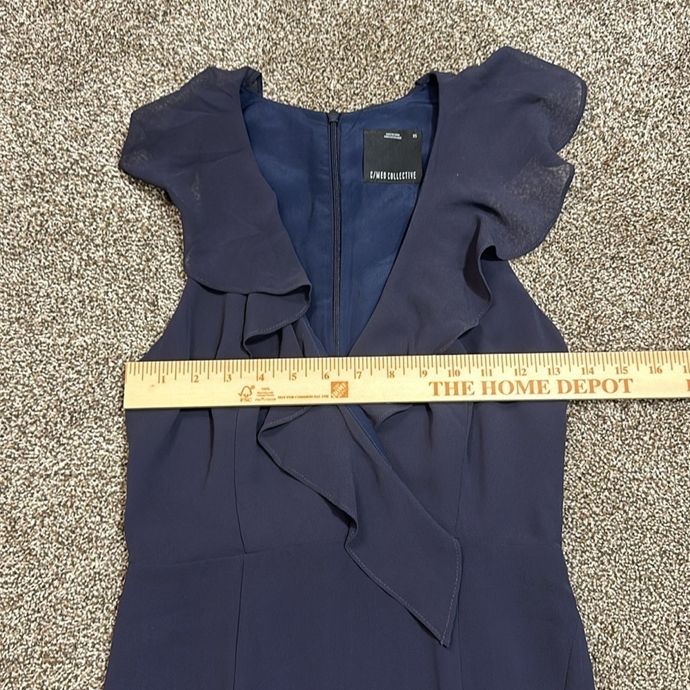 Lulus c/med collective Be About You Washed Navy Ruffled Asymmetrical Maxi Dress - Picture 15 of 16